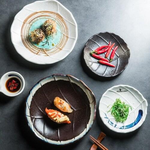 New High-grade leaf pattern plate creative ceramic plate breakfast plate flat cake plate sushi plate household irregular plate