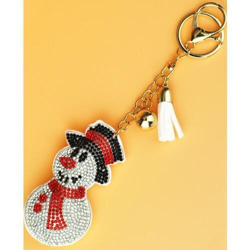 New Snowflake Gloves Santa Claus Key Chain key Cover Rhinestone Inlaid Leather tassel Key Cap Christmas Gift wholesale