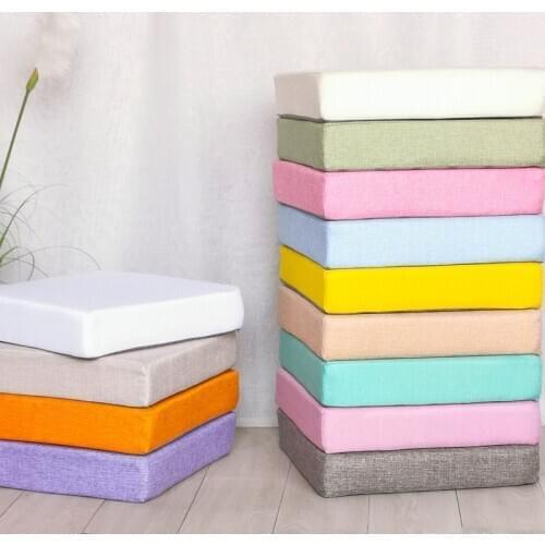Solid Color Imitation Cotto Linen Cushion Thicken Sponge Seat Cushion Chair Back Cushion Dual-use Soft Removable And Washable