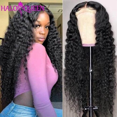 13x4 Deep Wave Frontal Wig Lace Front Human Hair Wigs For Women Water Wave 30 Inch Pre Plucked Brazilian Curly Human Hair Wig