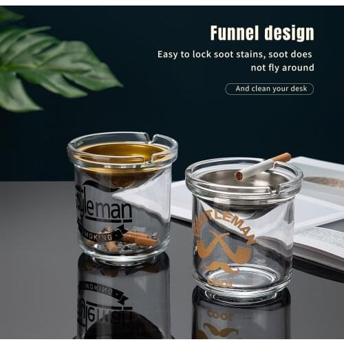 Creative Household Funnel Ashtray With Lid Trend Ashtray Personality Living Room Smoke Casket Ins Wind Anti Fly Ash