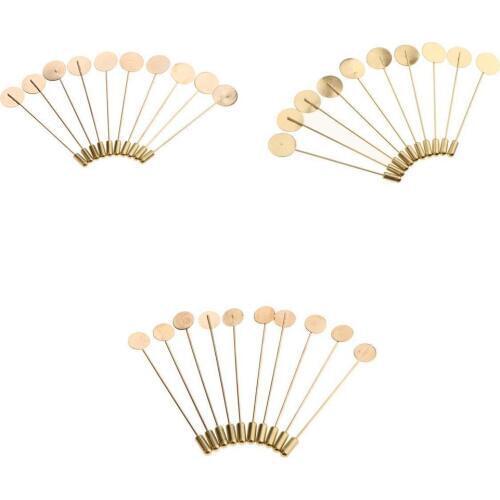 Phenovo 10 Pieces Lapel Stick Pin Tie Hat Scarf Badge Brooch with Tray Pad DIY Craft for Party Wedding Fancy Dress 7.5cm