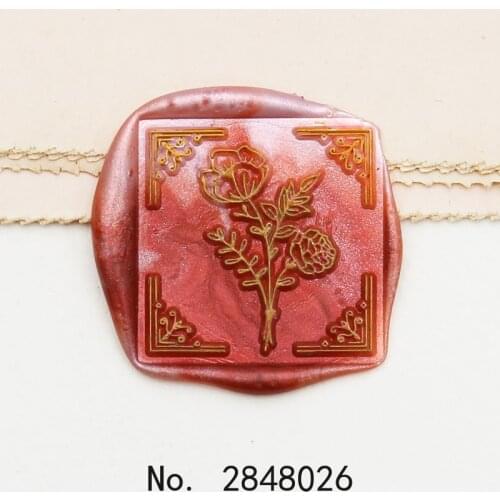 Peony with leaf Wax seal stamp,Party Wax Seal Stamp Kit invitation seals,gift envelop packing seal,Seal Stamp,leaves stamp