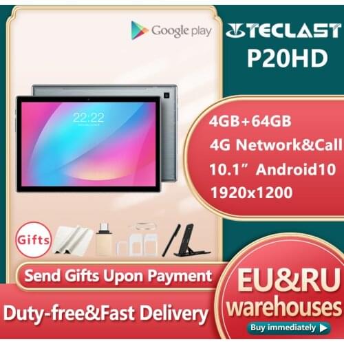 Teclast P20HD Tablet Newest Android 10 Tablets PC 4G LTE 10.1 inch 4GB RAM 64GB ROM SC9863A Octa Core Tabletas 1920x1200 GPS