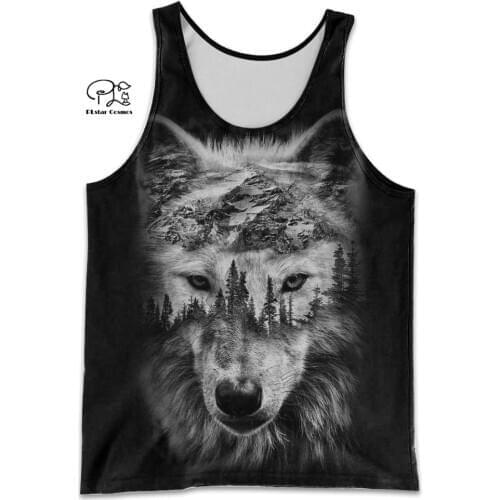PLstar Cosmos NewFashion Wolf Hunting Animal Hunter Tattoo Men/Women 3Dprint Unisex Summer Casual Sleeveless TankTop Vest Top A3
