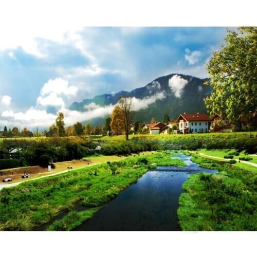 Full Round drill 5D DIY Diamond embroidery Landscape Farm House Diamond Painting Cross Stitch Rhinestone Mosaic decoration