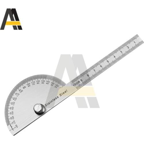 10cm 180 Degree Adjustable Protractor Multifunction Stainless Steel Roundhead Angle Ruler Mathematics Measuring Tool
