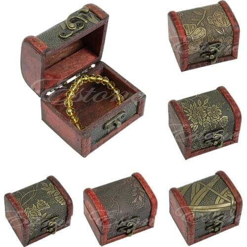 Retro Jewelry Pearl Bracelet Necklace Storage Organizer Wooden Case Box Gift