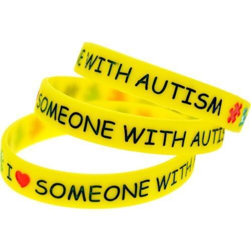 1PC I Love Someone with Autism Puzzle Logo Silicone Wristband
