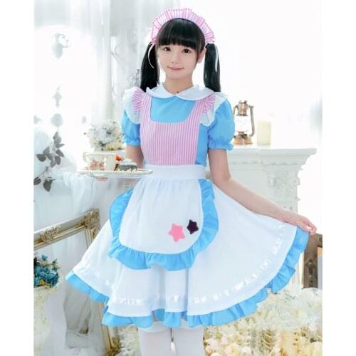 Blue Alice Lolita Outfit Maid Dress Costumes Cosplay Cute Suit for Girls Woman Waitress Maid Party Stage Costumes