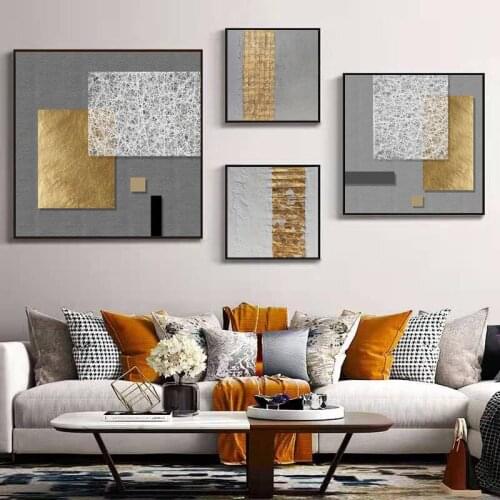 Modern Minimalist Bedroom Decoration Painting Abstract Atmosphere Gold Foil Living Room Wall Romantic Warm Mural