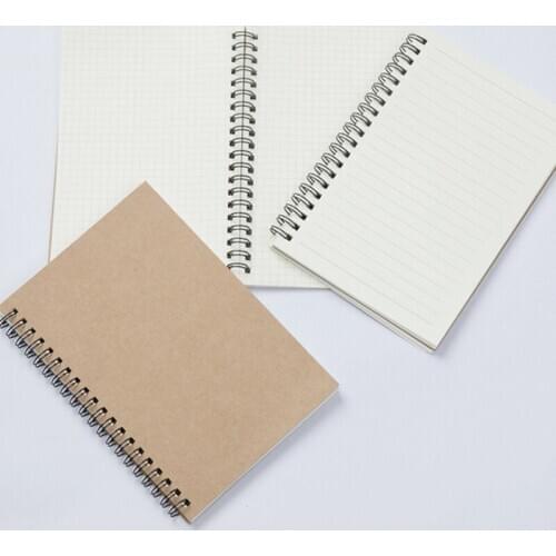 Spiral Notebook A6 Journal Kraft Dot Line Grid Page Daily Weekly Planner Book Time Management Planner School Supplies Stationery