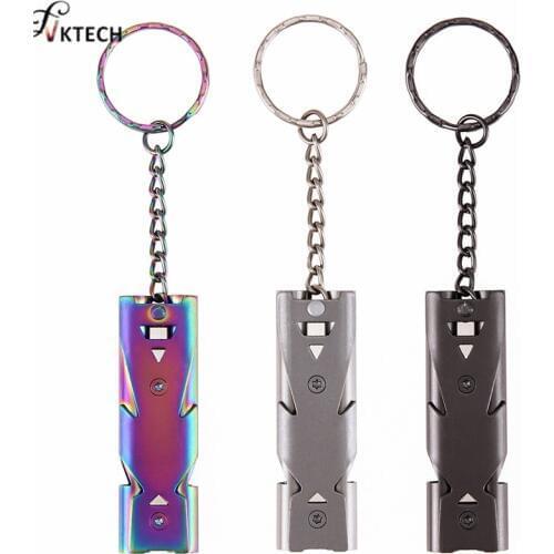 Double Pipe High Decibel Stainless Steel Outdoor Emergency Survival Whistle Keychain Cheerleading Whistle Multifunction Tool