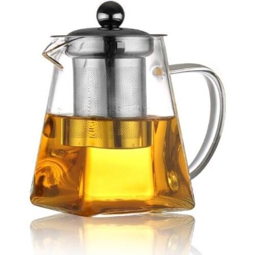 Heat Resistant Glass Teapot With Stainless Steel Tea Infuser Heated Container Tea Pot Decanter Kettle Tea Filter Baskets Teaware