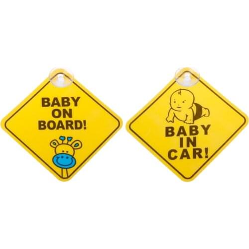 Bright yellow Reflective day and night Baby on Board sign PVC Suck Warning Mark Sign Sticker Safety Notice Board