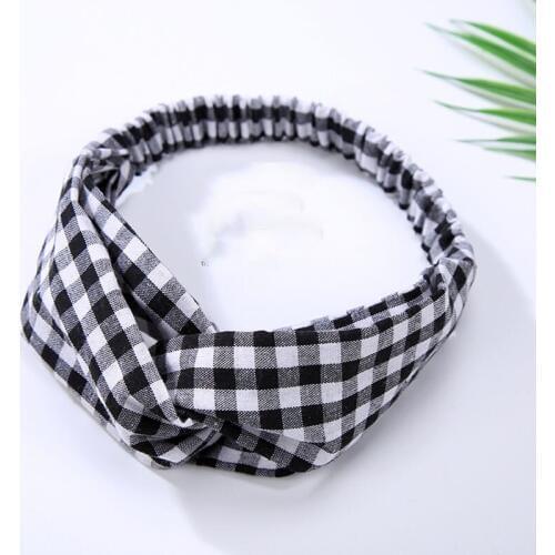 Black & Red Grid Cloth Elastic Headbands Turban Women Headwear Hair Accessories
