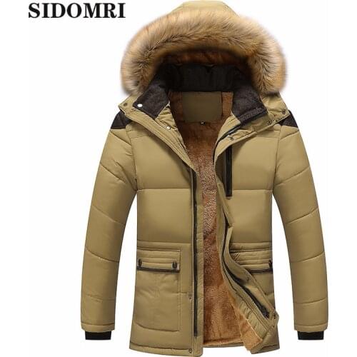 Winter Jackets Men Fur Warm Thick Cotton Mens Casual Fashion Fleece Warm Coats Multi-pocket Hooded Parkas Windbreaker Overcoat