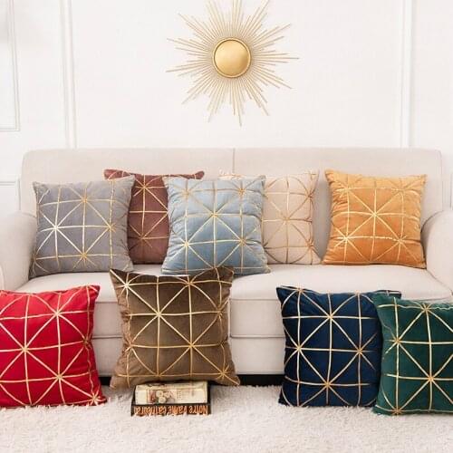 Gold Stamping Cushion Cover Plant Leaves Flowers Pillow Case for Home Sofa Decoration Couch Pillows 45x45cm