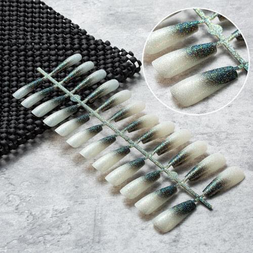 1pc The New Black Gradient Full Cover Nail Tips Ballerina False Nails Coffin Extension Forms Nail Tips Fingernails Artificial