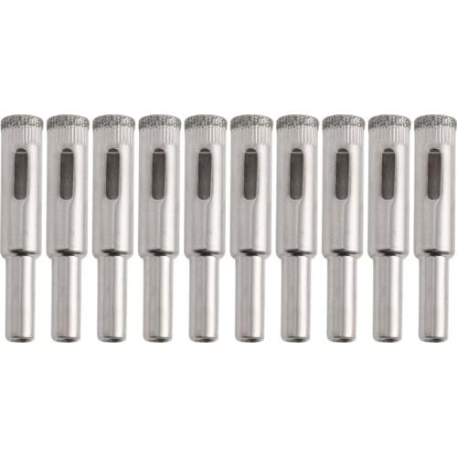 10Pcs 10mm Diamond Coated Core Drill Bits Hole Saw Glass Tile Ceramic Marble