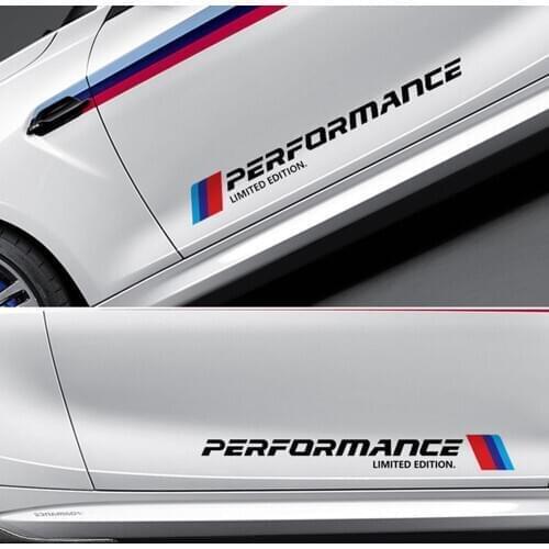 2pcs Car Sticker Door Side Decal For BMW M PERFORMANCE F20 F30 F10 F23 F45 F34 F80 E90 E82 F32 F82 E60 3 5 7 series X1 X3 X5 GT