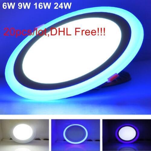 20pcs LED Downlight 6W 9W 16W 24W 3 Model LED Lamp Double Color Panel Light AC85-265V Ceiling Recessed Lights Indoor Lighting