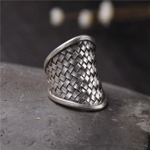 2018 Time-limited Real Men Anel Feminino Vatican Chiang Mai, Thailand Manual Braided Old Vintage Ring 925 Sterling Man Woman