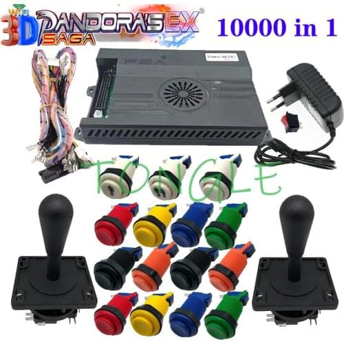 3D Pandora Saga EX Box 10000 in 1 Wifi DIY Kit 2 Playes Arcade Game Cabinet 8 Way Joystick Switch Type Push Button With Tutorial
