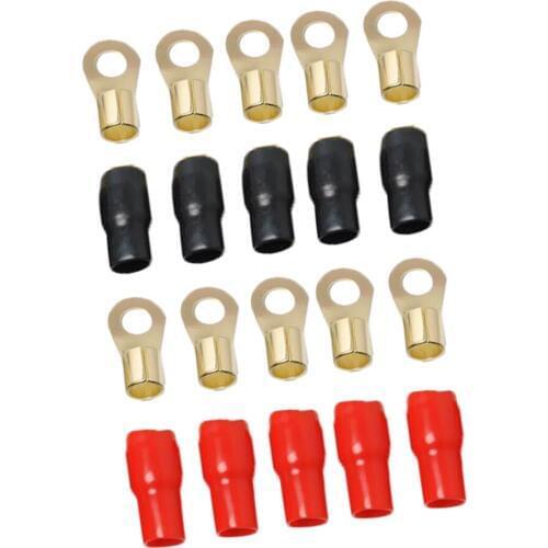 5 Pairs 4 AWG Gauge Ring Terminals Wire Connector Kit Positive+Negative