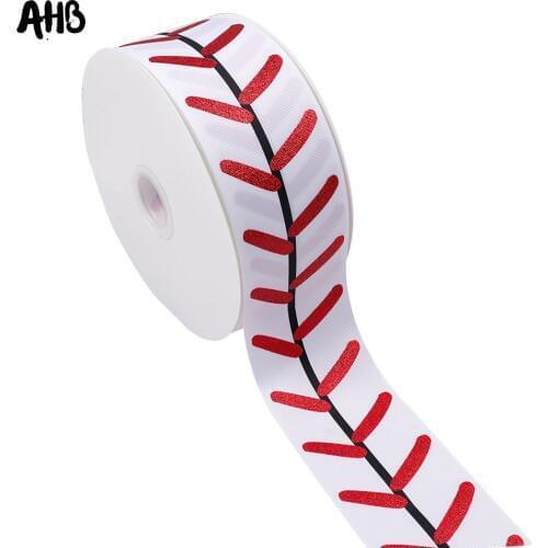 AHB 3" Red Branch Grosgrain Ribbon Glitter Printed Ribbon 75MM Sport Style Decor Materials DIY Cheerleading Accessories 2Y/Bag