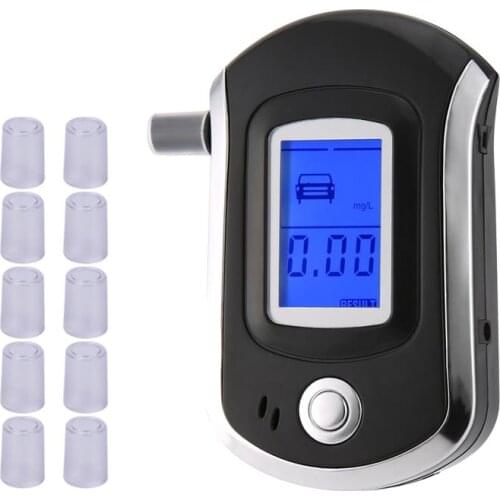 AT6000 Smart Breath Alcohol Tester Digital LCD Breathalyzer Analyzer AT6000 Alcohol Gas Analyzers with 11 Mouthpieces DFDF