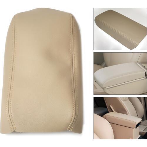 DWCX Car Auto Beige Leather Front Console Lid Armrest Cover Decoration for Honda Accord 2003 2004 2005 2006 2007 DIY