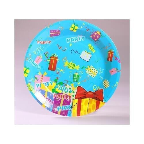 Free shipping 50pcs/lot Childrens birthday party supplies birthday cake plate Disposable tableware cartoon party paper tray