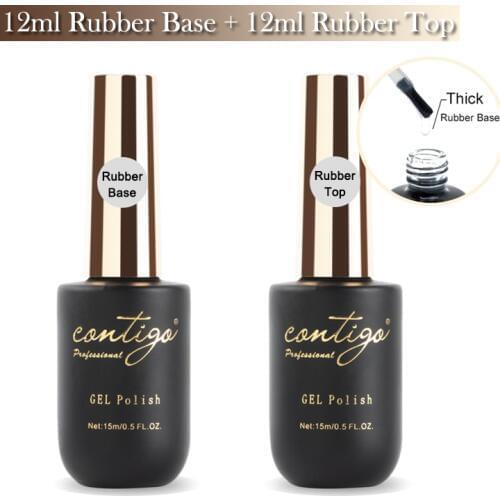 Contigo UV Led Gel Varnish Rubber Base Semipermanent Matte Top and Thick Nail Base Coat Soak Off Hot Sale Gel Polish for Nails