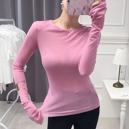 GGRIGHT Sexy Shirt Women T-Shirt Long Sleeve Korean Style Slim Basic Elasticity Tshirt Top Vogue Womens Clothing T Shirt Femme