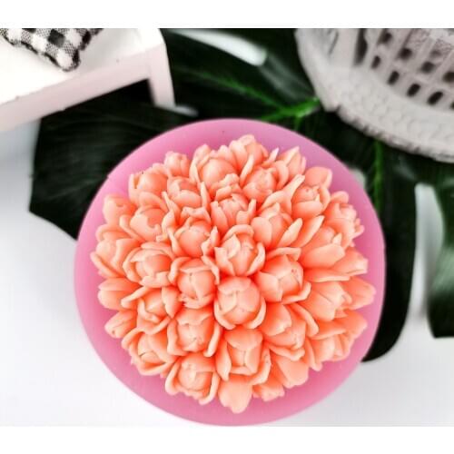 HC0298 PRZY Peony Flowers Molds Silicone Rose Ball Soap Mold Decoration Plant Molds Flower Candle Moulds Bouquet Making Clay