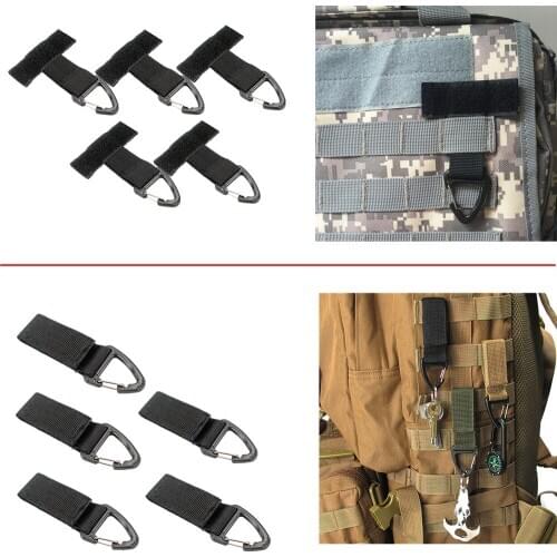5pcs/set Tactical MOLLE Carabiner Belt Clip Backpack Hooks Triangle Keychain Nylon Carabiner Hanger Buckle for Hunting
