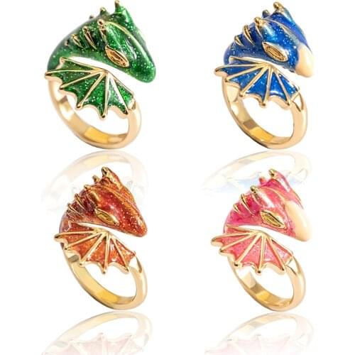 Original Design Starry Sky Small Blue Dragon Opening Ring Colorful Fresh And Unique Craftsmanship Charm Womens Silver Jewelry