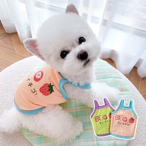 Summer Pet Dog Vest Cotton Strawberry Dog Clothes For Puppy Breathable Sling Vest T-shirt Costume Yorkshire Chihuahua Ropa Perro