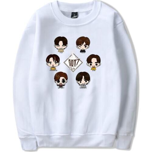 GOT7 cartoon cute capless Sweatshirts print Men Women Hoodies top casual Long Sleeve unisex Hoodie Sweatshirt Pullover plus size