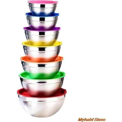 5pcs 18-26cm Stainless Steel Mixing Bowl With Lid for Kitchen Egg Salad Food Mixer Bowls Food Storage Stirring Bowl Tableware