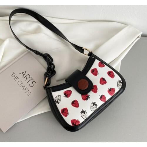 New Popular Personality Womens Bag Cute Strawberry Zipper Shoulder Bag PU Leather Fashion Zipper Crossbody Bags for Women 2021