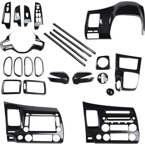 New Car Styling For Honda Civic 8th Gen 2004-2009 Car Armrest Gear Shift Trim Steering Wheel Bezel CD Navigation Frame Moldings