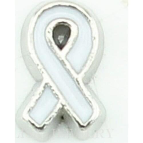 New design 10pcs /lot white Breast cancer ribbon Floating charms for glass locket Wholesale
