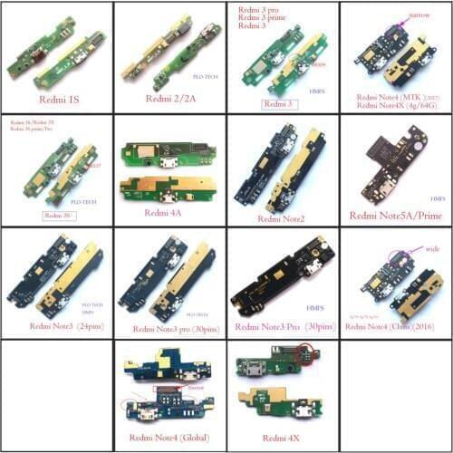 Original Tested USB charging Board microphone for Xiaomi Redmi 1 1S 2 2A 2S 3 3S 3X 4 4X prime 4A Redmi Note 2 3 4 5 pro