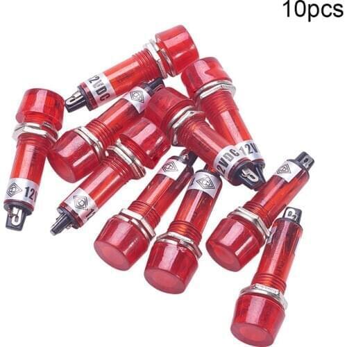 Othmro 10-100PCS MXD10-3 LED Plastic Indicator Hole Diameter 8mm Waterproof Signal Power 12V Red Lights Round Head Indicator