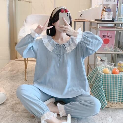 Spring Autumn 2PCS/Set Cotton Maternity Nursing Pajamas Sets Thin Comfortable Breathable Pregnant Women Breastfeeding Nightwear