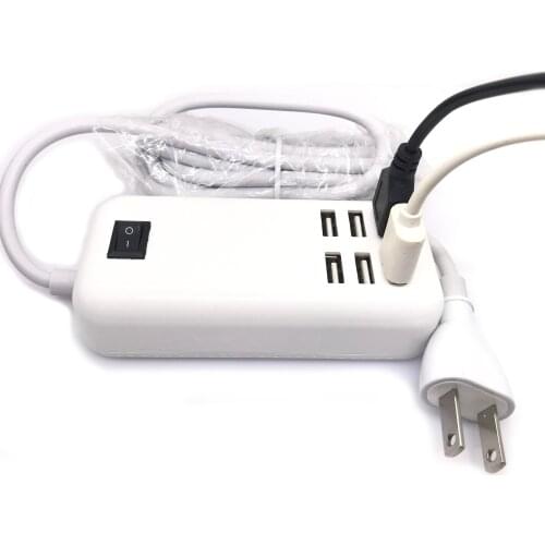 USB Socket Hub 6 Port Charger Power Adapter Splitter Desktop EU US Plug Slots USB Outlet Socket Charging Extension With Switch