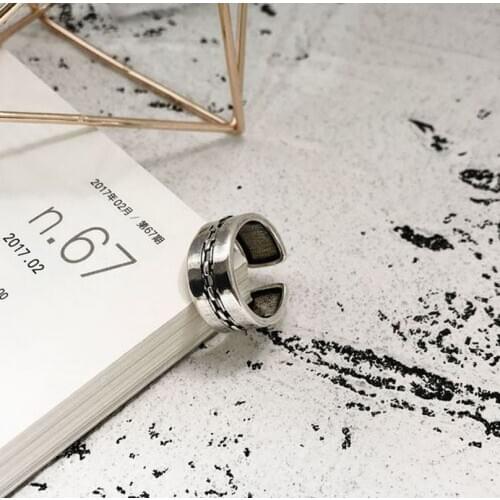 Silver jewelry female Thai silver personality retro distressed thick chain wide face chain open ring jewelry allied express