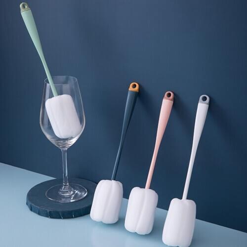 Household Long Handle Bottle Cup Cleaning Brush Hanging Dust Removal Sponge Glass Brush Kitchen Wash Cup Sponge Brush